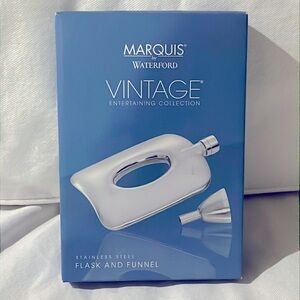 Marquis by Waterford vintage stainless steel flask and funnel set new in box